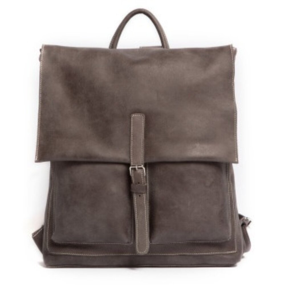 Roots Grey Leather Backpack
